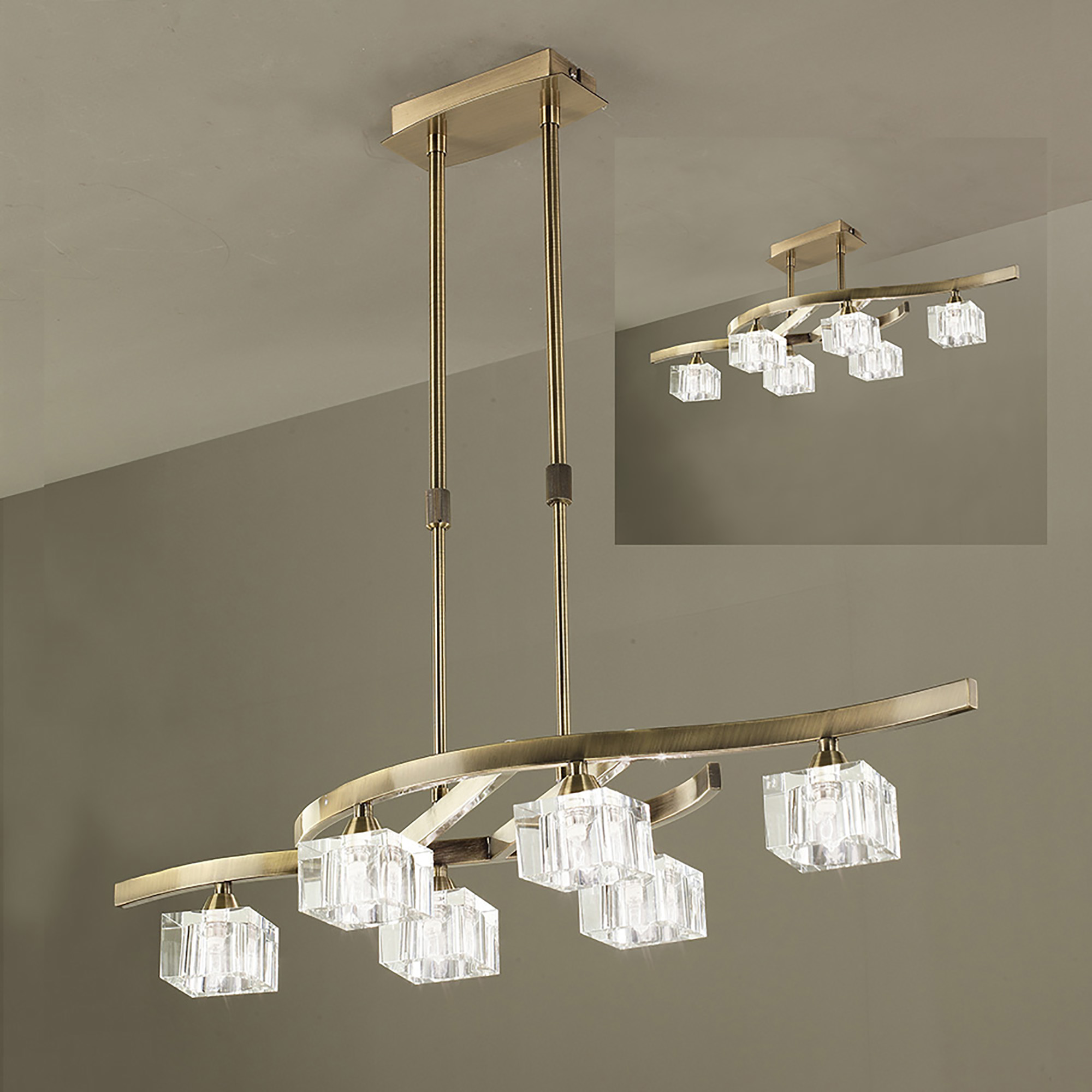 Cuadrax Antique Brass Ceiling Lights Mantra Linear Fittings